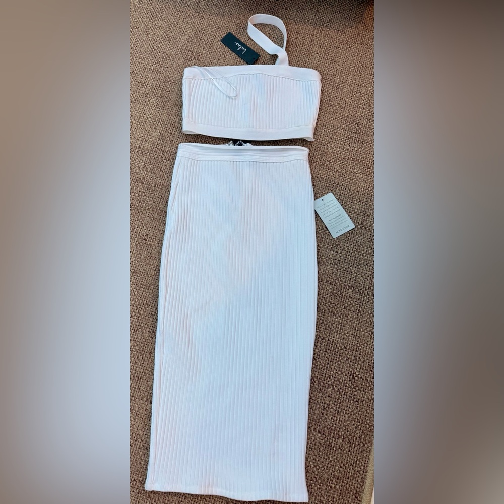 Lulu's Cream Ribbed Midi 2 pc Set - Picture 4 of 4